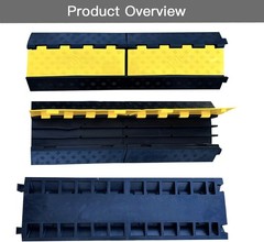 Foldable 3 Channel Rubber Cable Protector 22000Lbs Capacity 30 inch Ramp