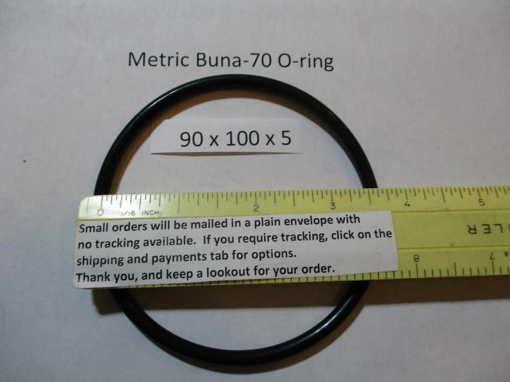 90mm ID x 100mm OD x 5mm thick O-ring. Buna-70. Quan 1.