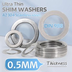 Stainless Steel Ultra Thin Flat Washer Ultrathin Shim Plain Gasket 0.5mm Thick