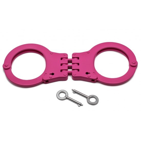 Double Lock Pink Heavy Duty Hinged Handcuffs-Law enforcement security gear