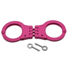 Double Lock Pink Heavy Duty Hinged Handcuffs-Law enforcement security gear