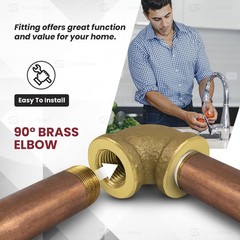 Lead Free Brass 90 Degree Elbow Pipe Fitting NPT Threads 3/4 Inch Plumbing