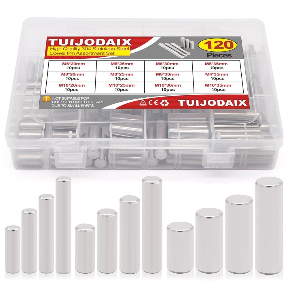 120pc Cylindrical Dowel Pins Assortment