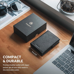 Card Holder Wallet with Coin Pocket Magnetic Closure Pop up Cards with ID Window