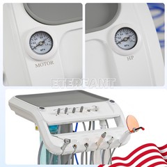 Dental Portable Mobile Cart Delivery Unit System 4Holes with Air Compressor US