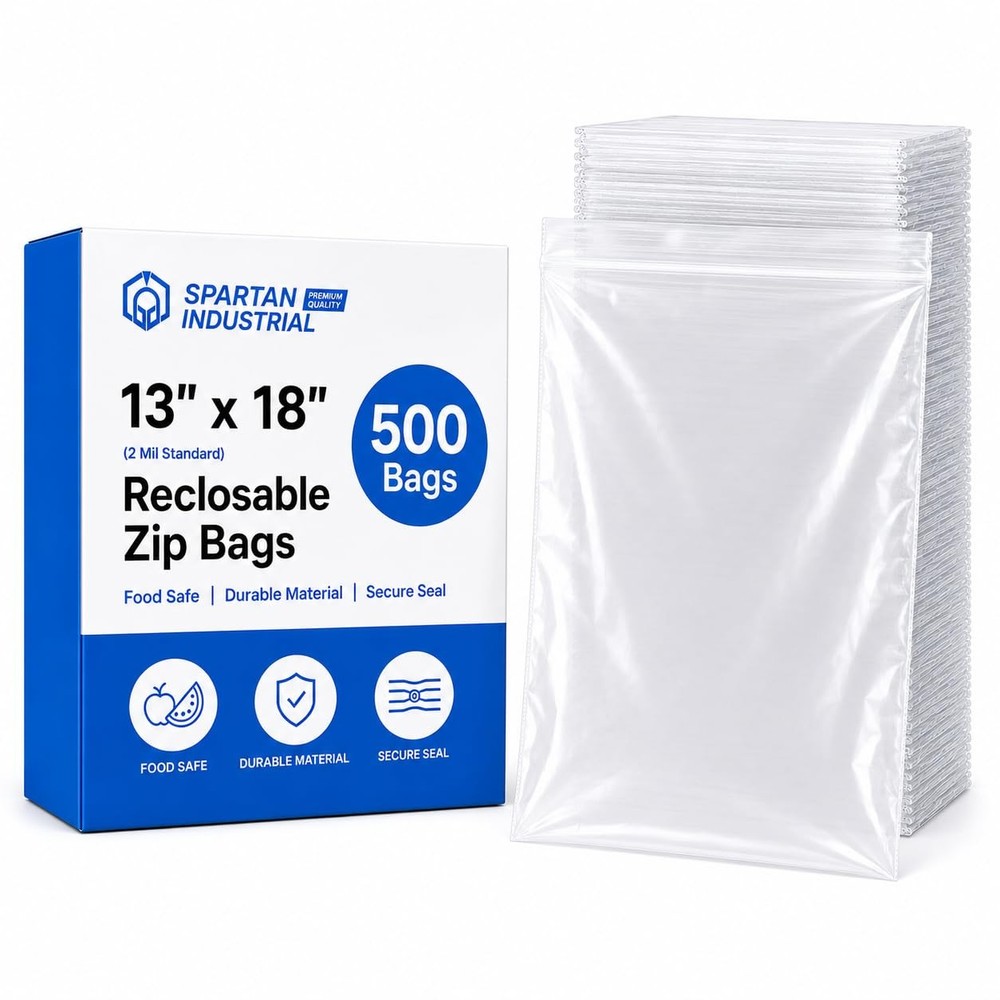 – 13” X 18” (500 Count) 2 Mil Clear Reclosable Zip Plastic Poly Bags with Res…