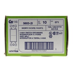 LEVITON 5603-2I DECORA AC QUIET ROCKER SWITCH, 3-WAY, 15A, 120/277V, IVORY