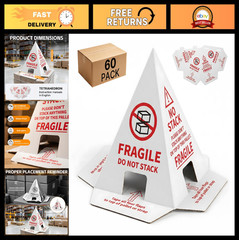 60-Pack Water-Resistant Do Not Stack Pallet Cones | Cardboard Shipping Alert Sig