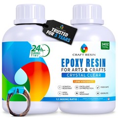CRAFT RESIN 34 Oz Crystal Clear Epoxy Resin Kit – Food Safe & UV Resistant fo…