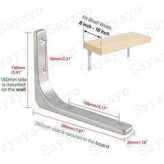 SAYAYO Heavy Duty Floating Shelf Brackets 8 Inch x 6 Inch, Stainless Steel Wa…
