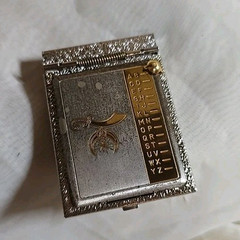 Vintage Miniature Metal Pocket Address Book w/ Alphabet Index Tabs, Lined Pages