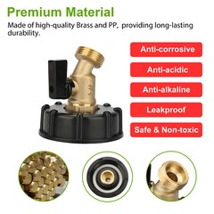 275-330 Gallon IBC Tote Water Tank Adapter 2″ Brass Hose Faucet Valve Connector