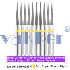 10pc Diamond Bur Shape Needle Diamond Burs for Handpiece Fine Medium Coarse