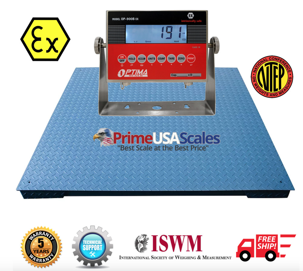 OP-900B-EX NTEP 5′ X 7′ Certified Explosion Proof Floor Scale 1,000 lb Capacity