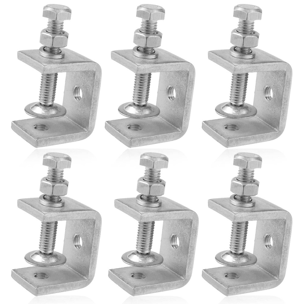 ZOWZEA 6 Pack 304 Stainless Steel Small C Clamps 1 1 3/16 inch─6pcs, Silvery