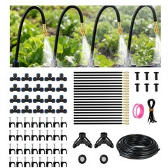 230FT Drip Irrigation Kit: 40 Nozzles, Adjustable Misting Sprinkler System