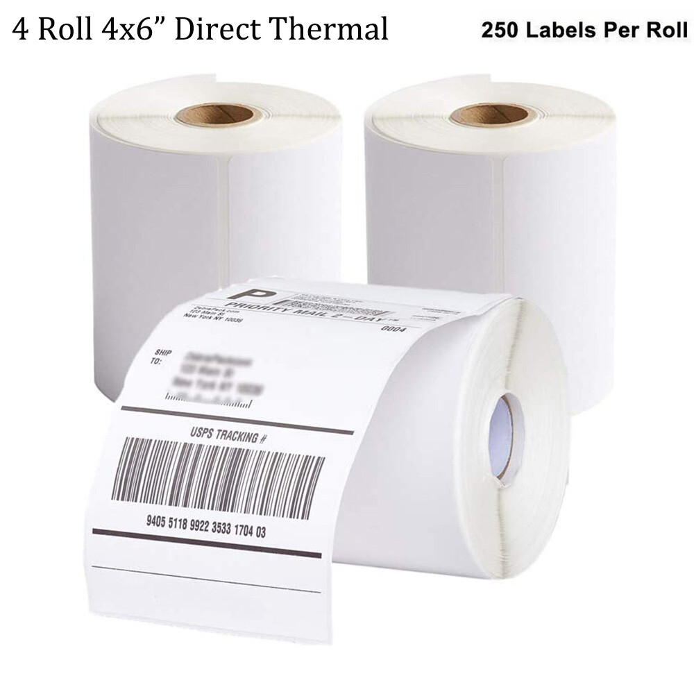4 Rolls 4×6 Direct Thermal Shipping Labels For Zebra 2844 ZP450 ZP500 Eltron