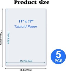 11″ X 17″ Hard Plastic Sheet Protectors, Menu Rigid Print Protectors, Clear Cert