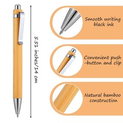 50Pcs Bamboo Pens, Bulk Wooden Pens, Engraving Wooden Ballpoint, Wood Natural…