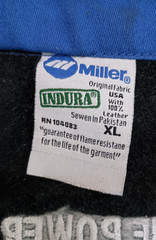 Combo Leather Welding Jacket – by Miller – Blue and Black – XL – Good Condition