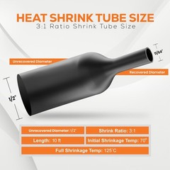 1/2″ 12.7mm 3:1 Heat Shrink Tubing, Dual Wall Adhesive Lined Wire Shrink Wrap…