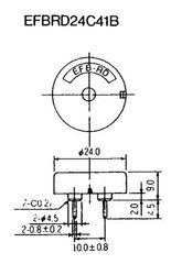 Lot of 4 – MATSUSHITA – EFB-RD24C41 – Peizo Ceramic Buzzers, 85dB, 15V p-p, 24mm