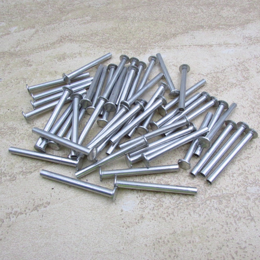 Qty (50) Aluminum Truss Head Round Flat Rivets 3/16″ x 2″ Semi Hollow