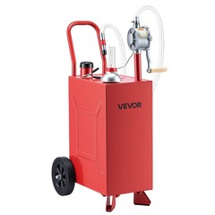VEVOR 15 Gal Fuel Gas Caddy Portable Storage Tank with Manual Pump Wheels Red