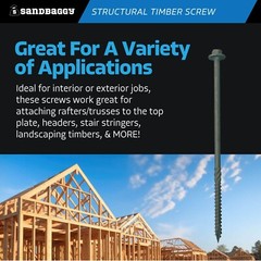Sandbaggy 6″ Structural Timber Screws – Countersunk (Hex Head) – Wood Lock Screw