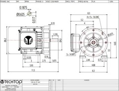Techtop CB3-AL-TF-56C-4-B-D-1 Motor 1 HP 1800 Rpm 3-PH 208-230/460 Volt 56C
