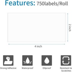 4″X2″ Direct Thermal Shipping Labels 750 per Roll For Zebra & Rollo Printers