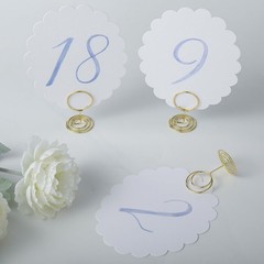 Scalloped Blue Wedding Table Numbers 120 Reception Event Signs Gold Holders