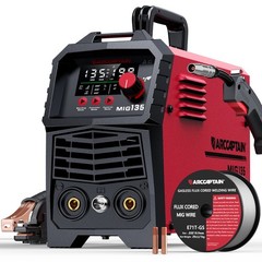 ARCCAPTAIN MIG Welder 135A 3-in-1 Flux Core Gasless MIG/Lift TIG/Stick LED 110V