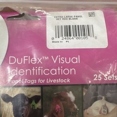 Extra Large Red Destron Fearing DuFlex Visual Identification Ear Tags 25 Sets