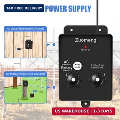 2-in-1 Electric Fence Energizer, Zuomeng 2-Mile 8 Acres Electric Fence Charger P