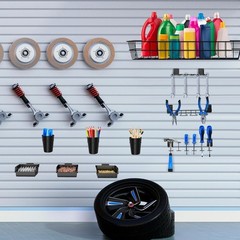 28 Pieces Slatwall Accessories Organizer Kit with Slatwall Hooks, Slatwall Bi