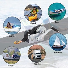 Boat Trailer Winch 2500lbs 2 Gear Polyester Strap Winch ATV Boat Trailer
