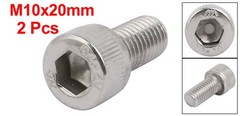 M10x20mm 304 Stainless Steel Left Hand Thread Hex Socket Cap Screw Fastener 2pcs