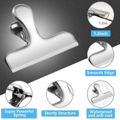 FINDMAG Chip Clip, 8 Pack Stainless Steel Bag Clips, Cute Set of 8, Silver