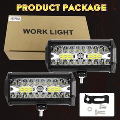 2x 7Inch 40000ML LED Work Light Bar Flood Spot Pod Offroad Fog Driving ATV Truck
