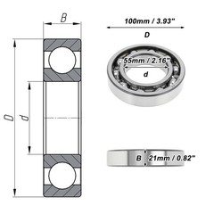 6211 Deep Groove Ball Bearings 55x100x21mm 1 Pc Scooter Skateboard Wheel P5