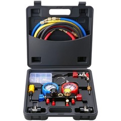 4 Way AC Manifold Gauge Set 5ft Hoses for R134A R22 R12 R410A HVAC Auto