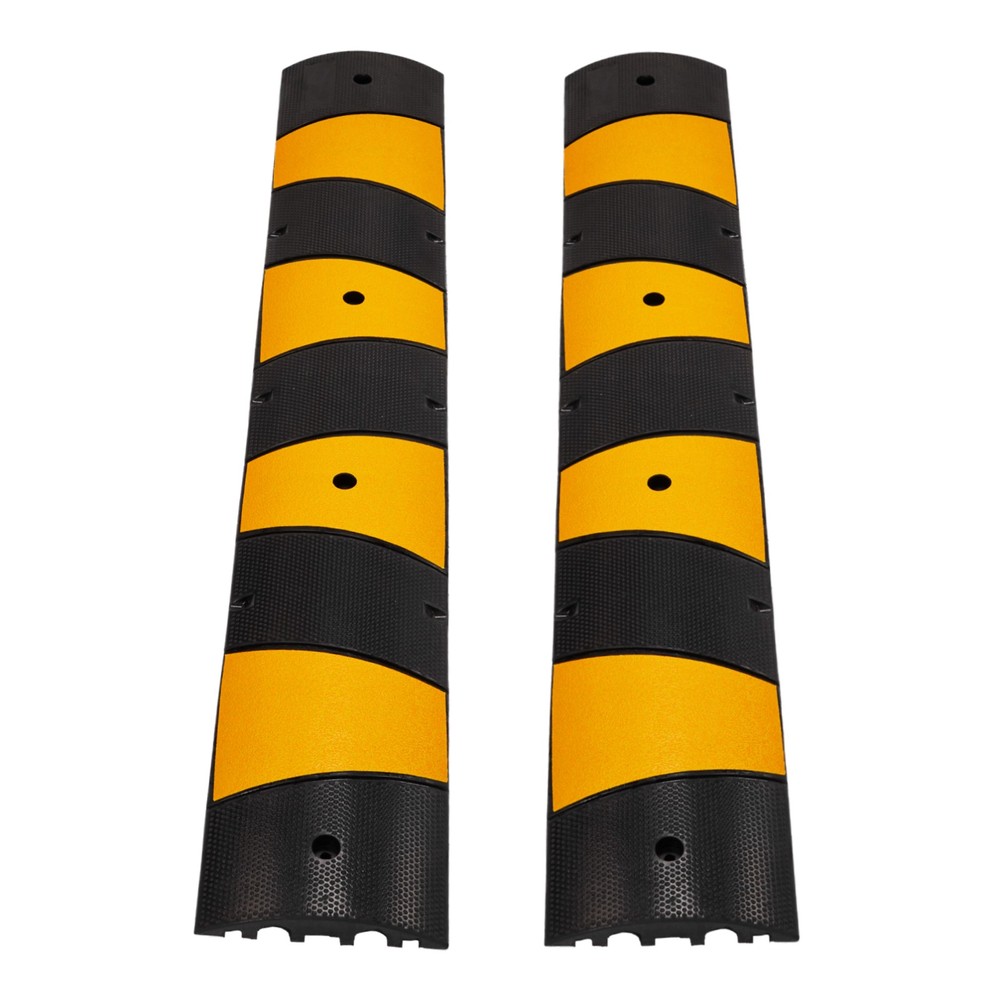 2pcs 6FT Rubber Speed Bump Speed Hump Cable Protector Ramp for Road 22000Lbs