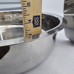 Vintage Chrome Round Roll Top Full Size 20” Chafer Chafing Dish Brass Handle