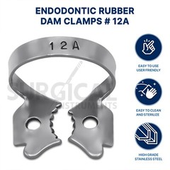 10 Pcs Endodontic Rubber Dam Clamps #12A Stainless Steel German Grade
