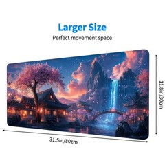 Cherry Blossom Mouse Pad Large Japanese 31.5L x 11.8W inches,