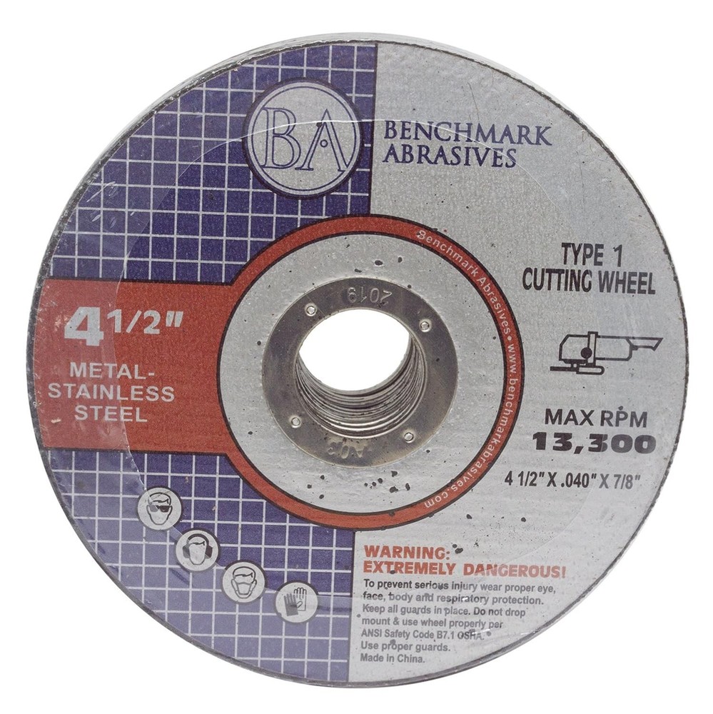 Benchmark Abrasives Grinder Cut Off Wheels 4 1/2 Inch Aluminum Oxide Thin Type 1