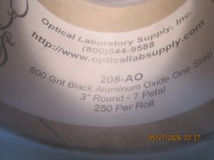 OPTICAL LABRATORY SUPPLY # 208-AO800 GRIT BLACK ALUM. OXIDE 3 INCH 250 Per Roll