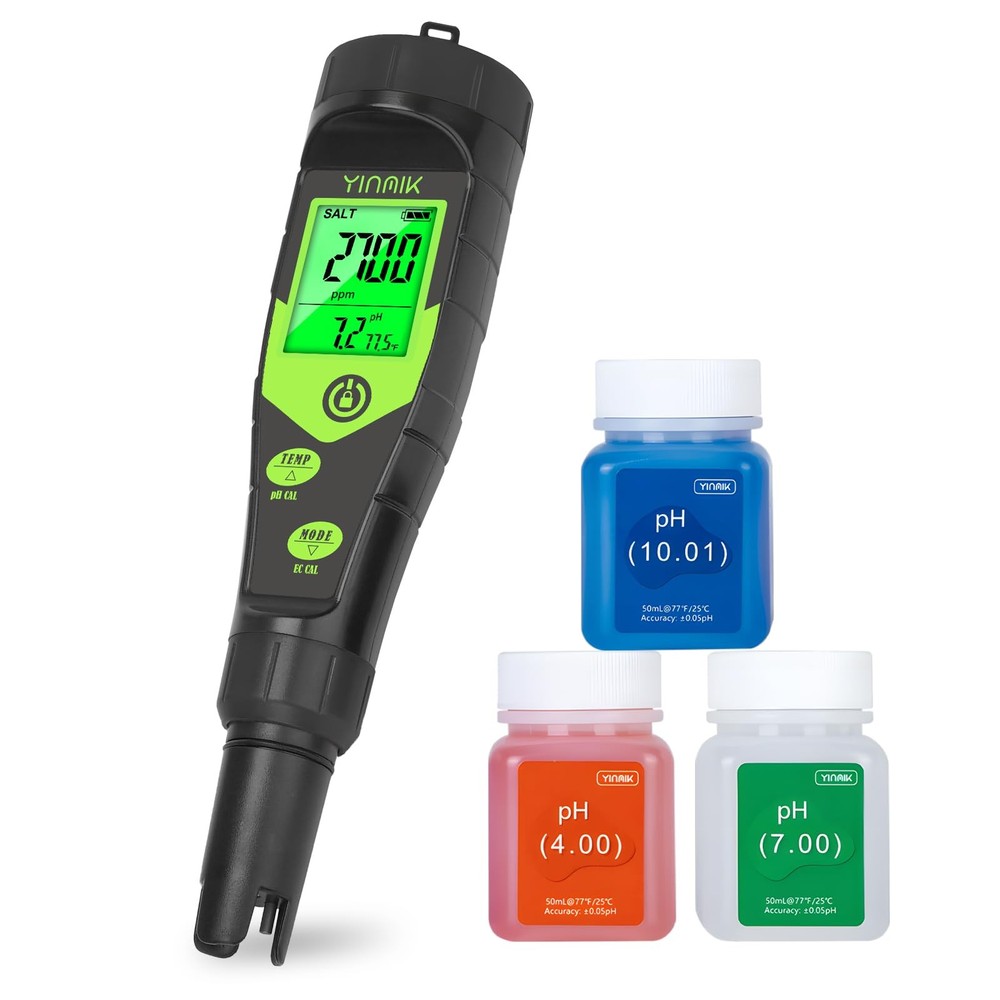 Pool Salt Tester, Digital 5 in 1 pH TDS EC Salinity Meter with Calibration…