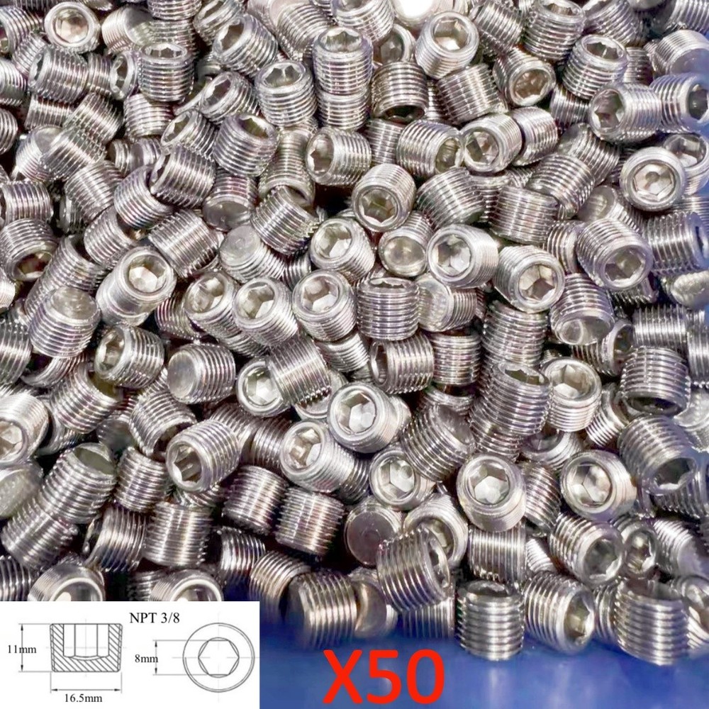 50PCS 3/8″ NPT stainless steel Pipe Plug Male Thread Internal Hex Socket Fitting